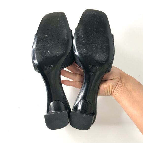 Gucci Retro Vintage Monogram Low Heel Slip On Mules Sandals 6.5 - Picture 9 of 12